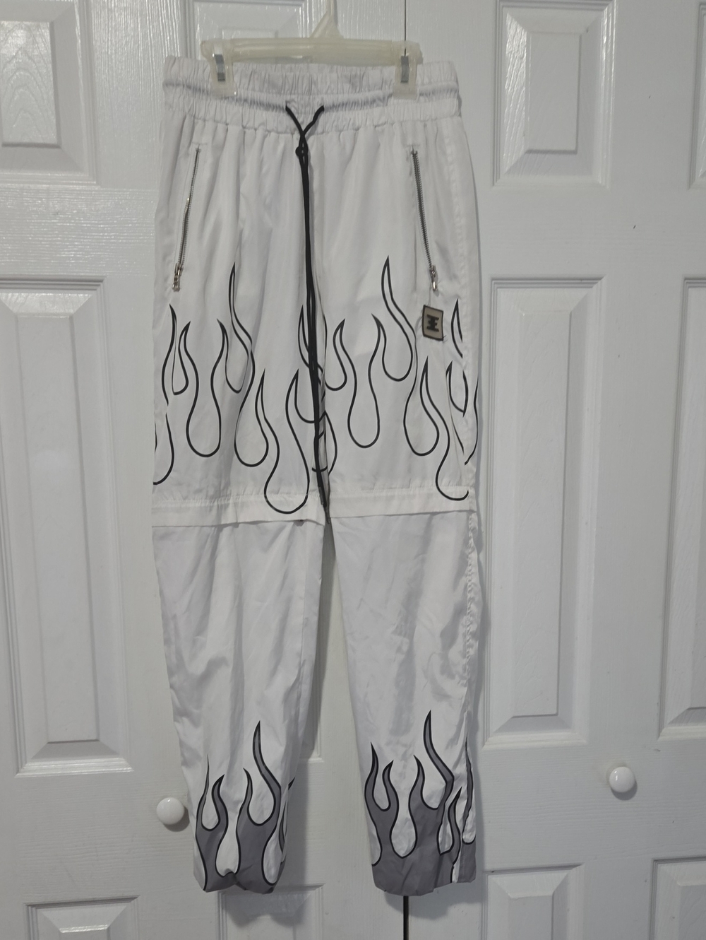 Flame-Print Convertible Shorts Track Pants